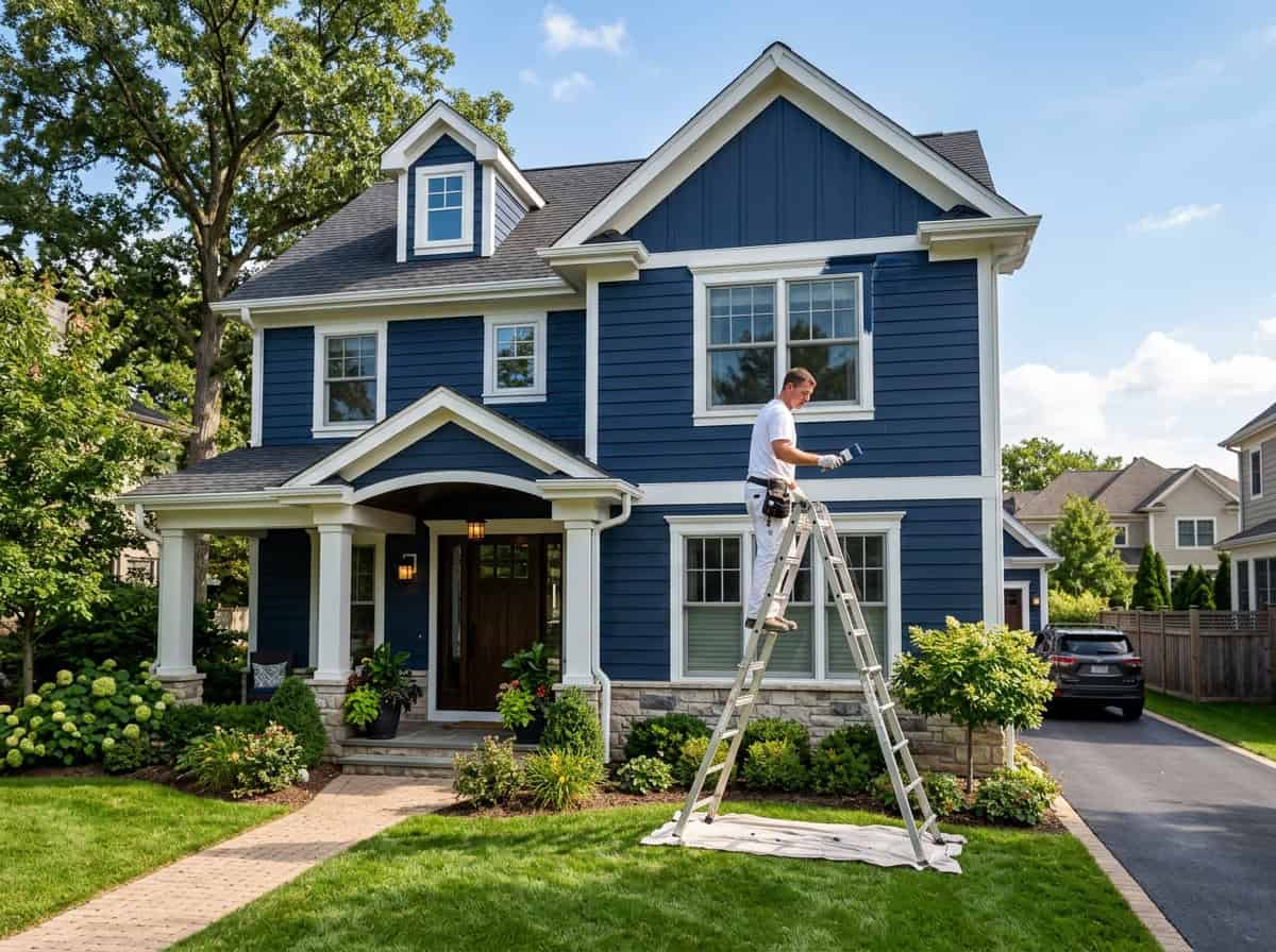 Freshly painted home exterior boosting curb appeal